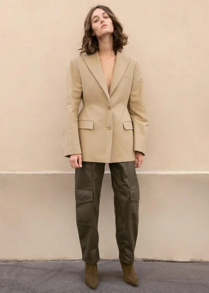 The Frankie Shop Colette Hourglass Blazer 8211 Camel Shop Outerwear