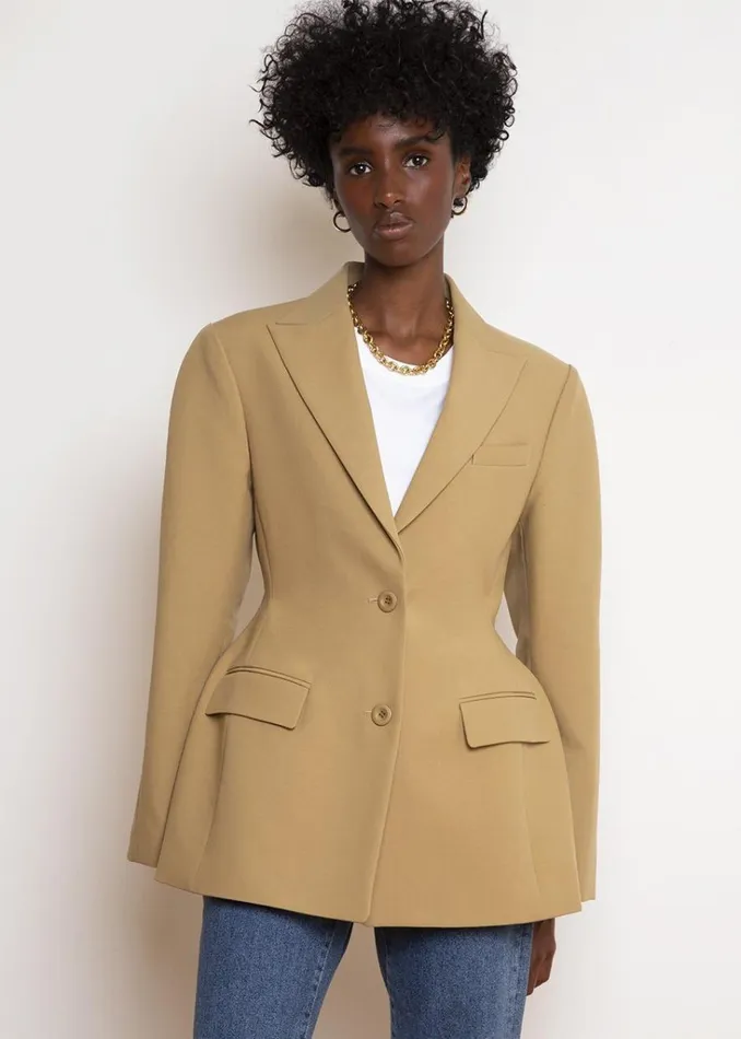 The Frankie Shop Colette Hourglass Blazer 8211 Camel Shop Outerwear