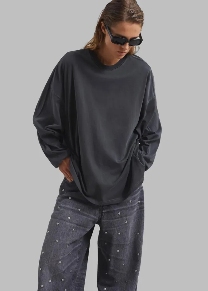 The Frankie Shop Collins Long Sleeve Tee 8211 Charcoal Shop Clothing
