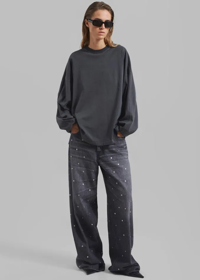 The Frankie Shop Collins Long Sleeve Tee 8211 Charcoal Shop Clothing