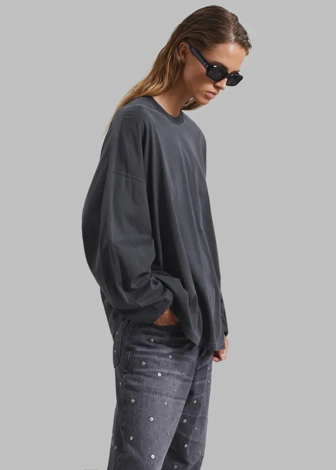 The Frankie Shop Collins Long Sleeve Tee 8211 Charcoal Shop Clothing