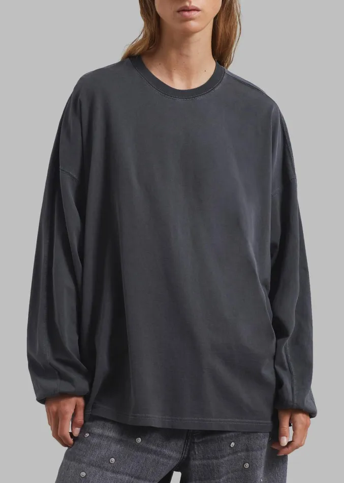 The Frankie Shop Collins Long Sleeve Tee 8211 Charcoal Shop Clothing
