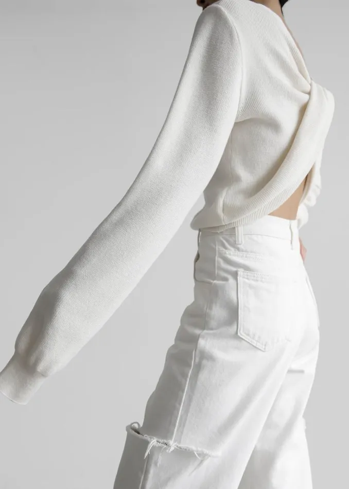 The Frankie Shop Darcey Twisted Knit Top 8211 Cream Shop Knitwear