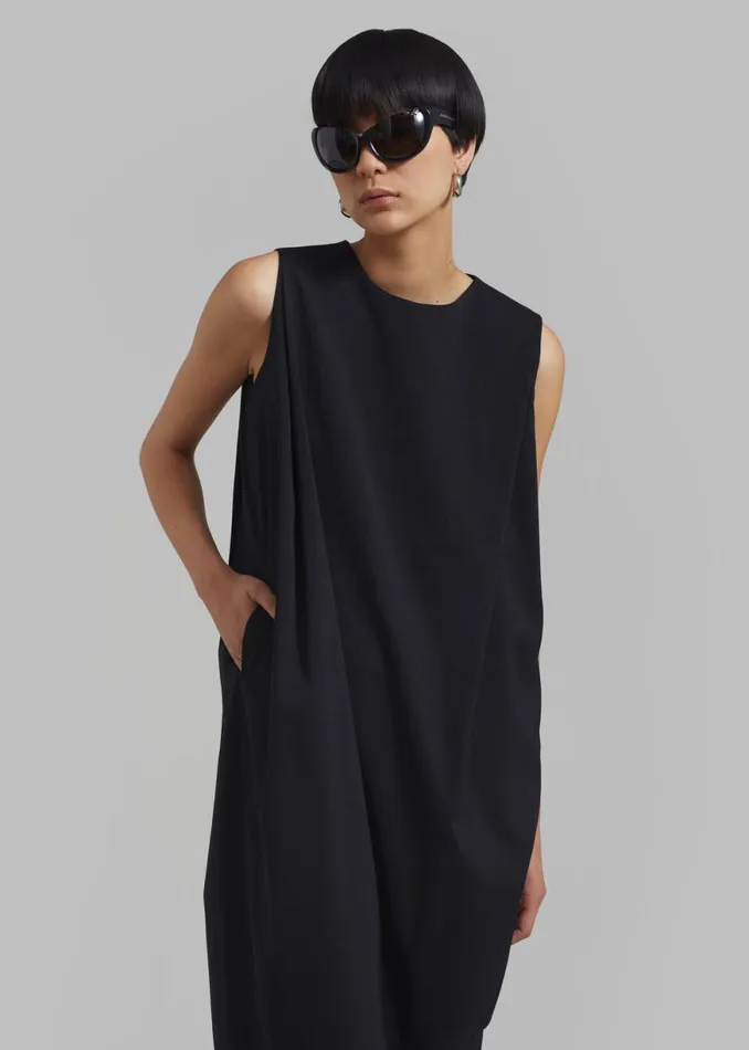 The Frankie Shop Eryn Sleeveless Pintuck Dress 8211 Black Shop Dresses