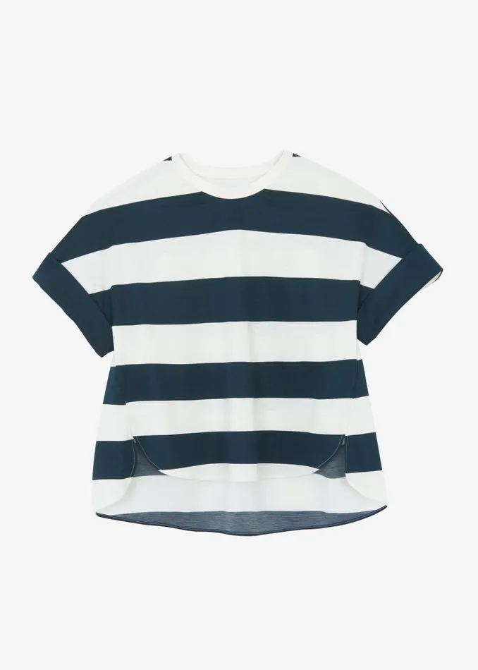 The Frankie Shop Ezra Rolled Up Tee 8211 Green Stripe Shop Tops