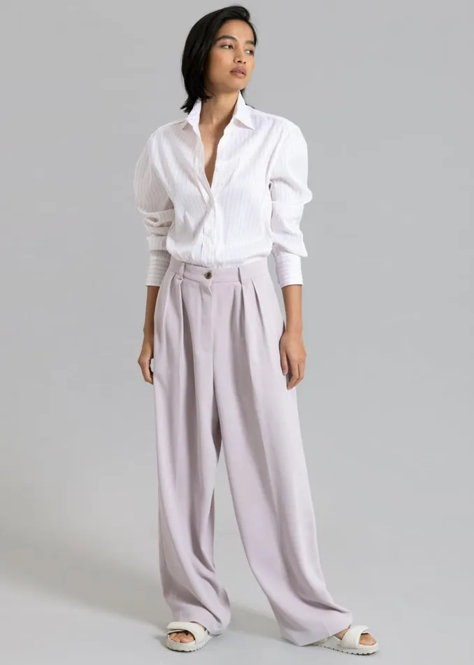 The Frankie Shop Flor Silky Shirt 8211 Pink Stripe Shop Tops