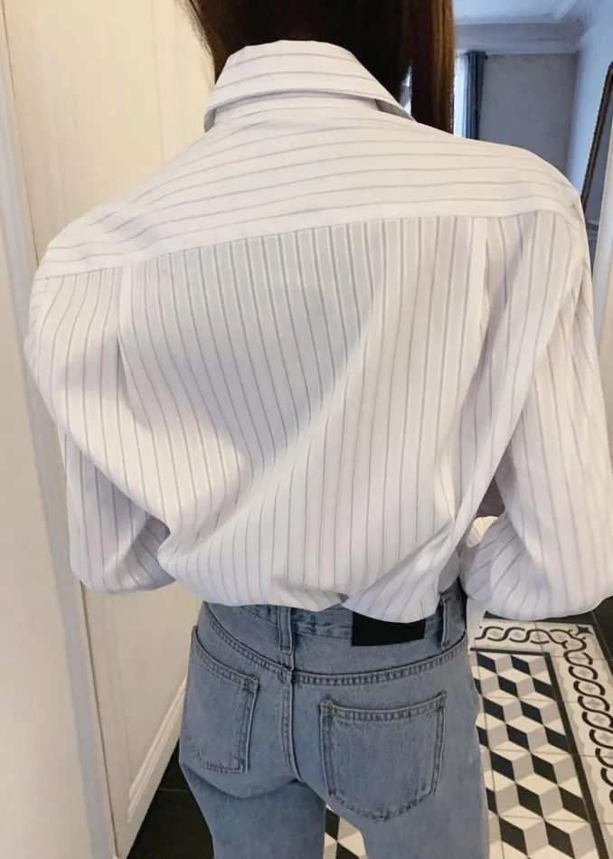 The Frankie Shop Flor Silky Shirt 8211 Pink Stripe Shop Tops