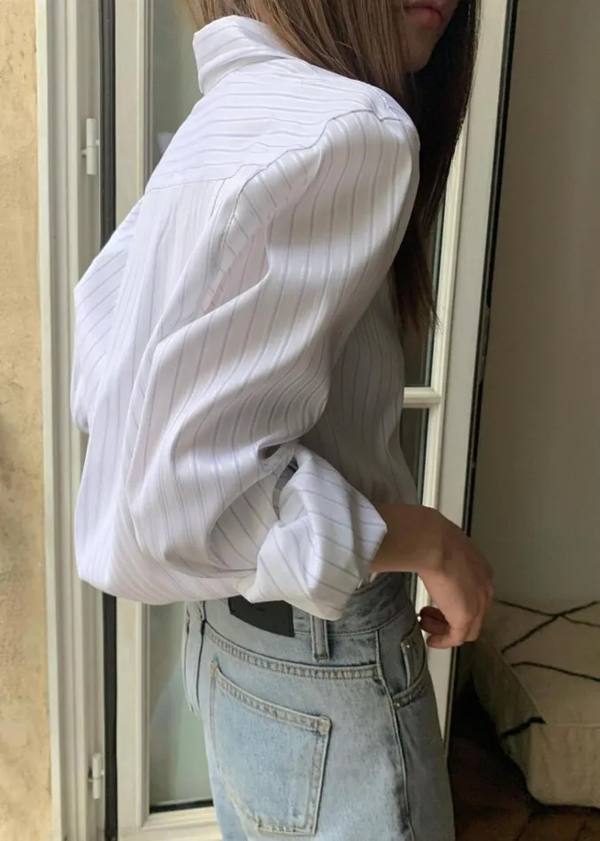 The Frankie Shop Flor Silky Shirt 8211 Pink Stripe Shop Tops