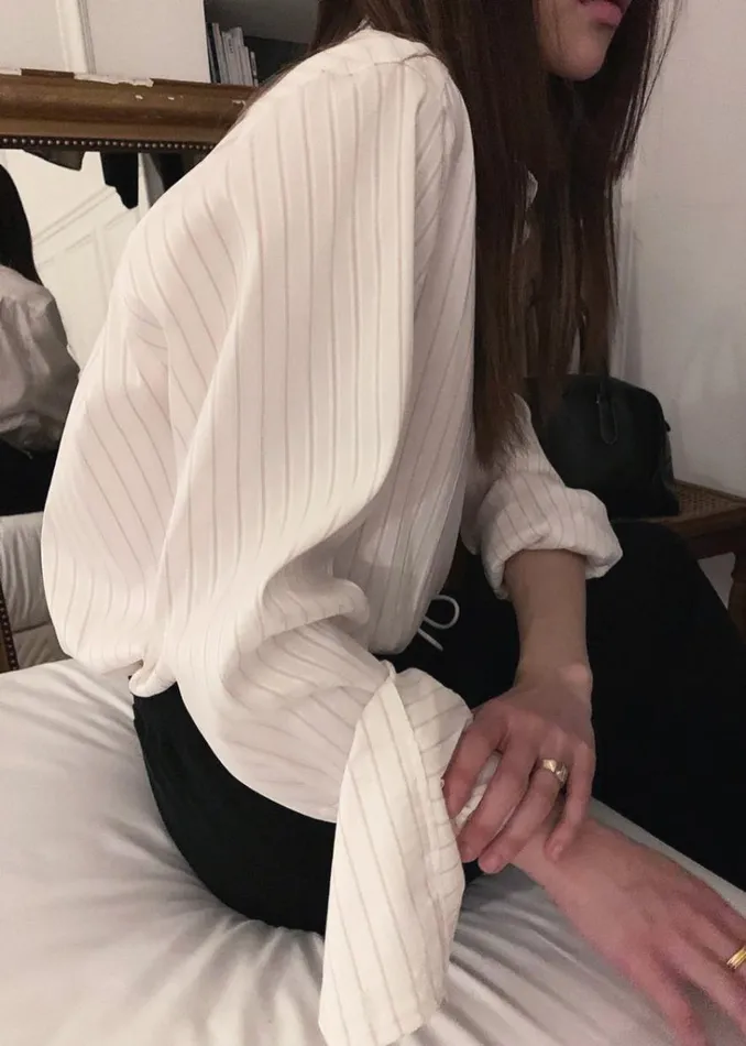 The Frankie Shop Flor Silky Shirt 8211 Pink Stripe Shop Tops