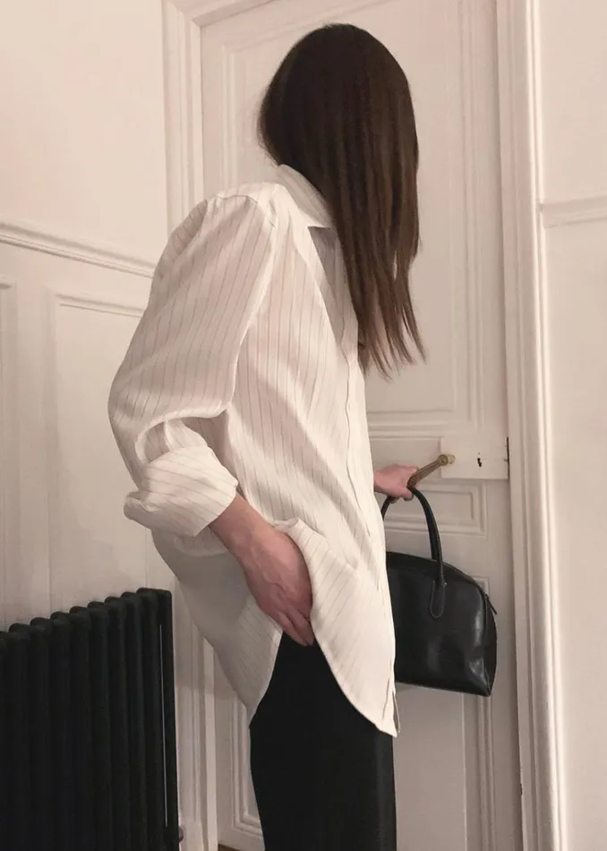 The Frankie Shop Flor Silky Shirt 8211 Pink Stripe Shop Tops