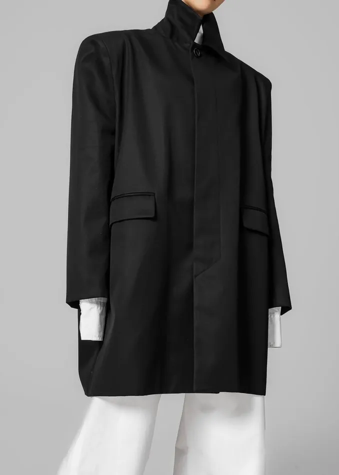 The Frankie Shop Ghent Padded Shoulder Trench 8211 Black Shop Outerwear