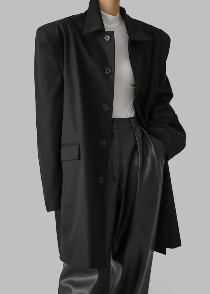 The Frankie Shop Ghent Padded Shoulder Trench 8211 Black Shop Outerwear