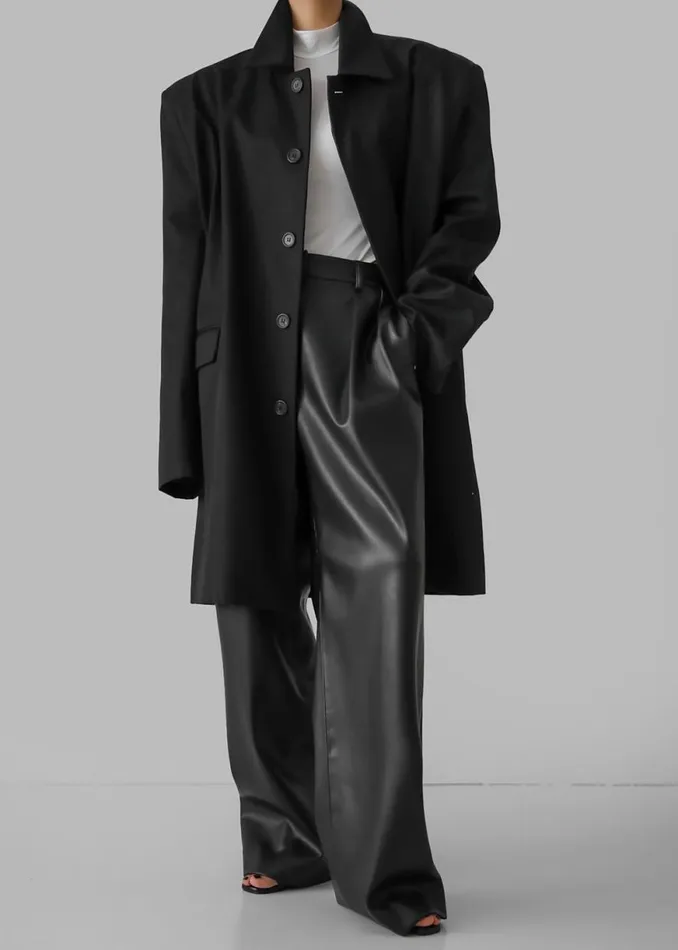 The Frankie Shop Ghent Padded Shoulder Trench 8211 Black Shop Outerwear