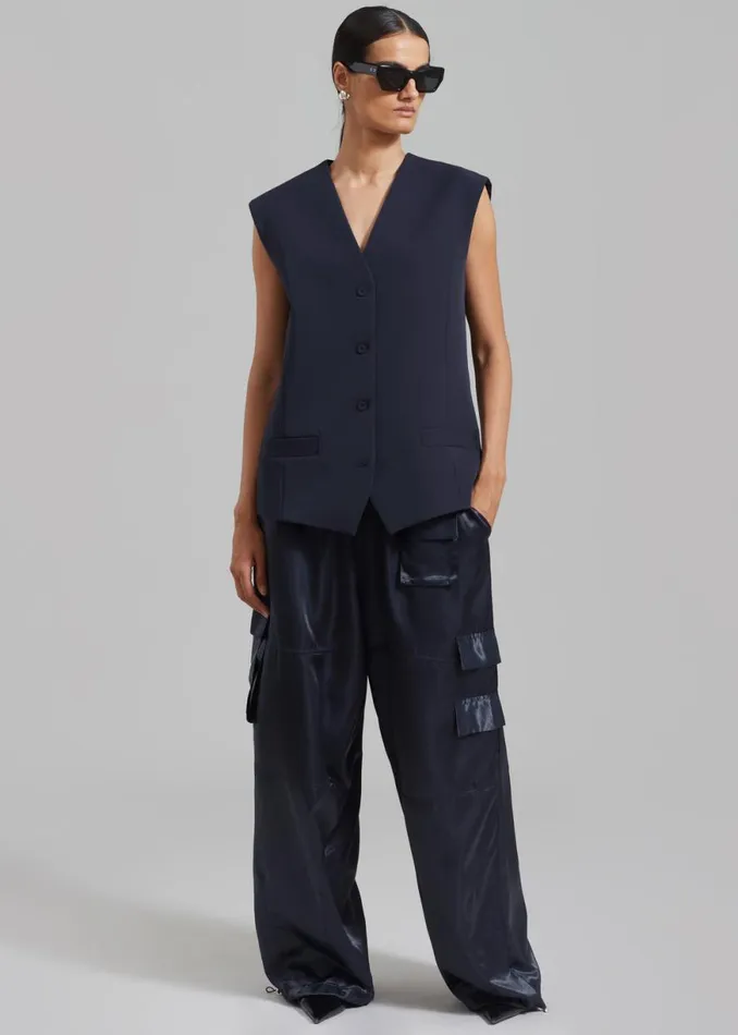 The Frankie Shop Isla Oversized Vest 8211 Navy Shop Outerwear