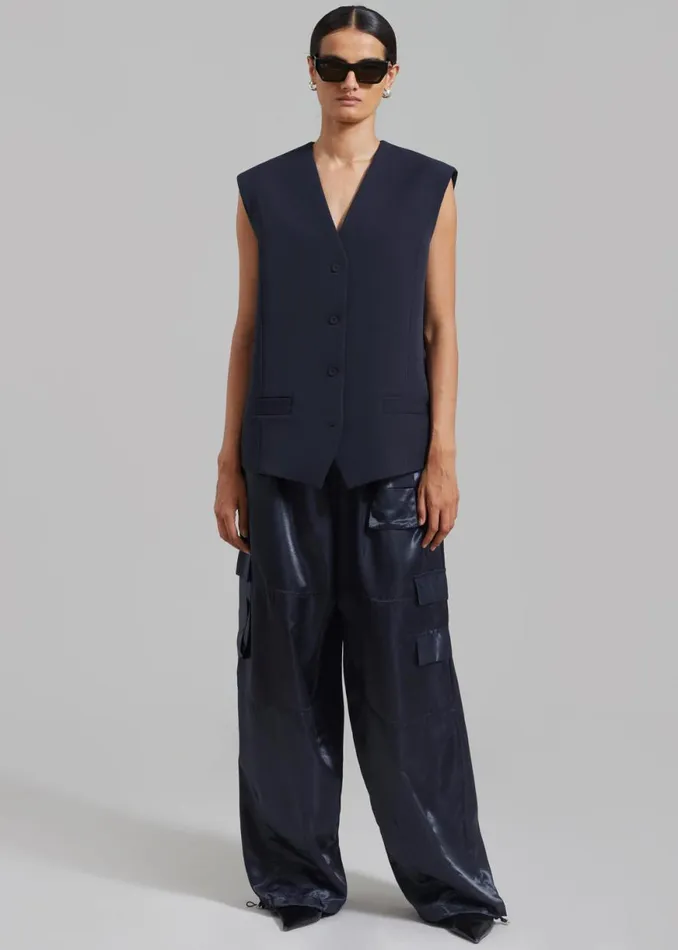 The Frankie Shop Isla Oversized Vest 8211 Navy Shop Outerwear