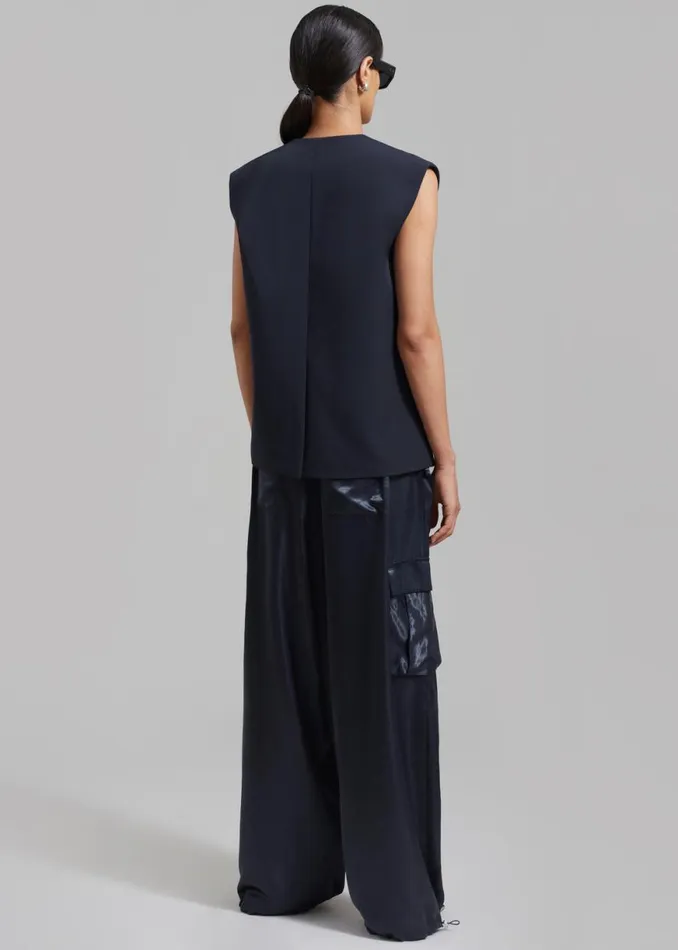 The Frankie Shop Isla Oversized Vest 8211 Navy Shop Outerwear