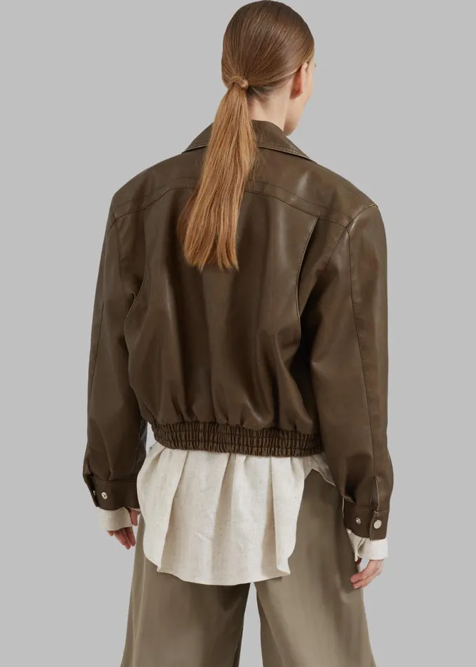 The Frankie Shop Jaden Faux Leather Bomber 8211 Brown Shop Outerwear