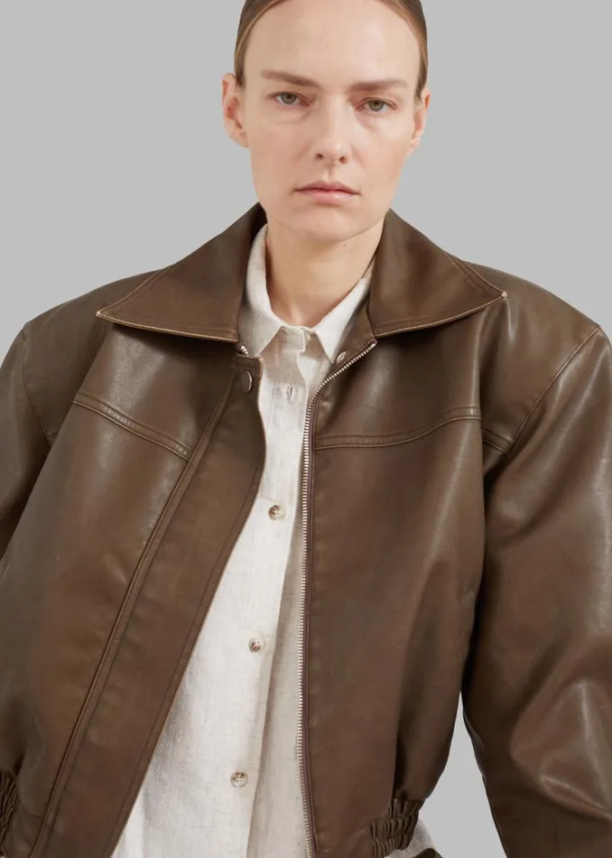 The Frankie Shop Jaden Faux Leather Bomber 8211 Brown Shop Outerwear