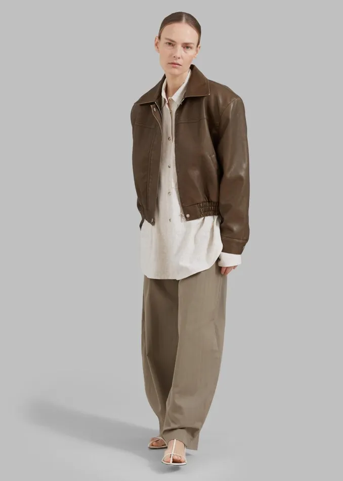 The Frankie Shop Jaden Faux Leather Bomber 8211 Brown Shop Outerwear