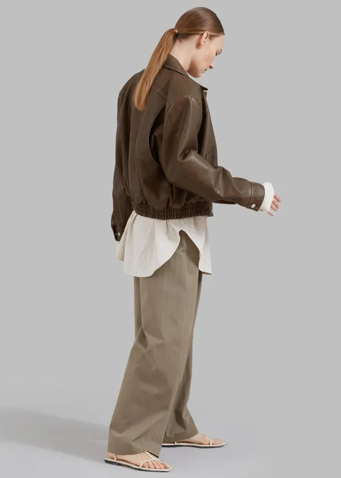 The Frankie Shop Jaden Faux Leather Bomber 8211 Brown Shop Outerwear