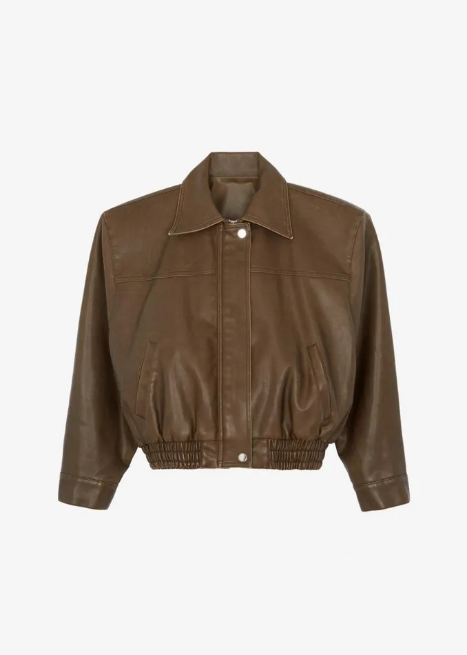 The Frankie Shop Jaden Faux Leather Bomber 8211 Brown Shop Outerwear