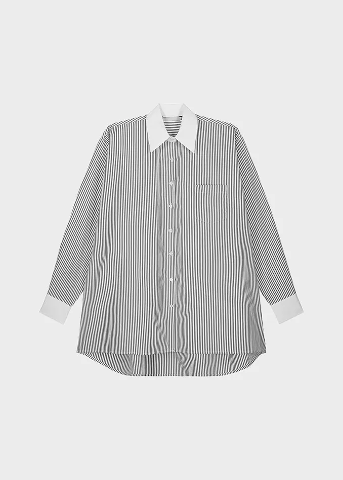 The Frankie Shop Jany TieNeck Shirt 8211 Black Stripe Shop Tops