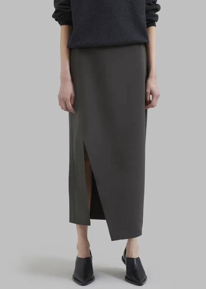 The Frankie Shop Joy Side Slit Midi Skirt 8211 Charcoal Shop Clothing