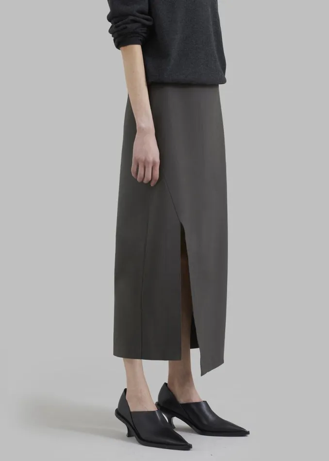 The Frankie Shop Joy Side Slit Midi Skirt 8211 Charcoal Shop Clothing