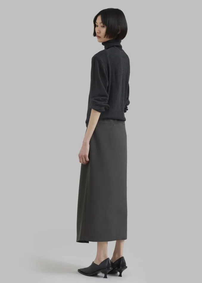 The Frankie Shop Joy Side Slit Midi Skirt 8211 Charcoal Shop Clothing
