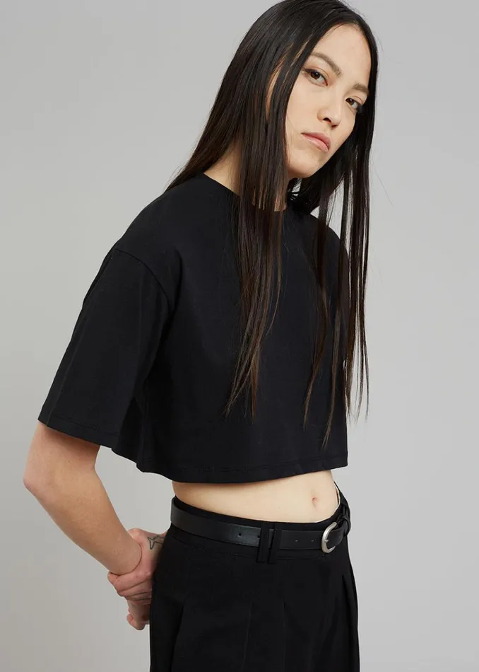 The Frankie Shop Karina Cropped TShirt 8211 Black Shop Tops