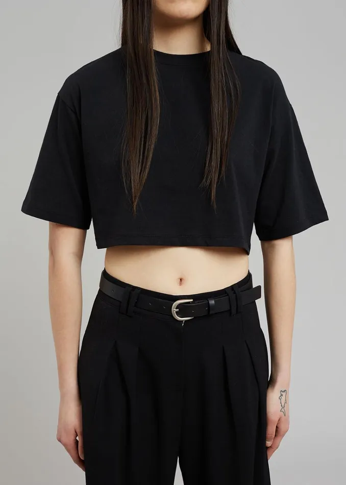 The Frankie Shop Karina Cropped TShirt 8211 Black Shop Tops