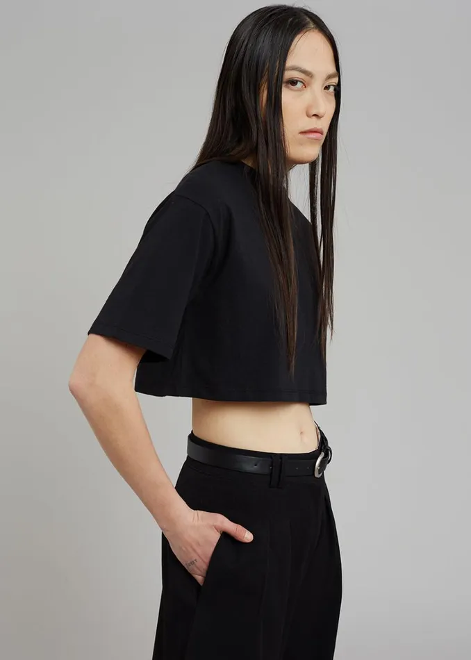 The Frankie Shop Karina Cropped TShirt 8211 Black Shop Tops