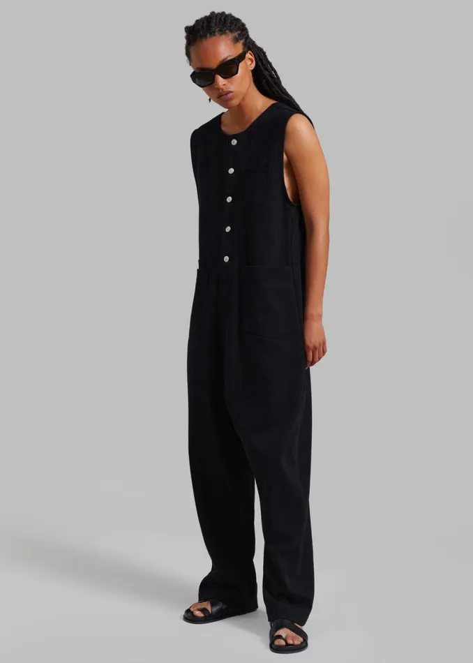 The Frankie Shop Liv Denim Jumpsuit 8211 Black Shop Denim