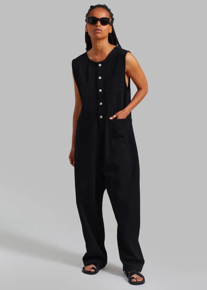 The Frankie Shop Liv Denim Jumpsuit 8211 Black Shop Denim
