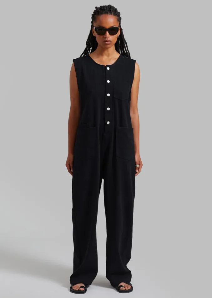 The Frankie Shop Liv Denim Jumpsuit 8211 Black Shop Denim