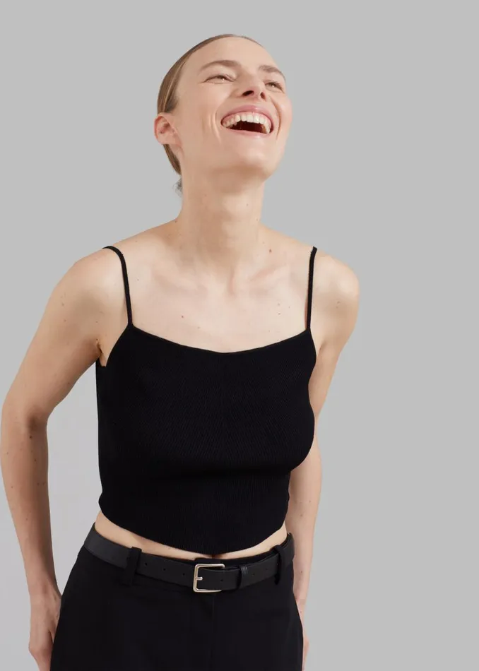 The Frankie Shop Low Classic Knitted Sleeveless Crop Top 8211 Black Shop Tops