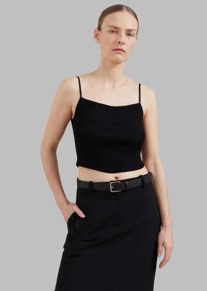 The Frankie Shop Low Classic Knitted Sleeveless Crop Top 8211 Black Shop Tops