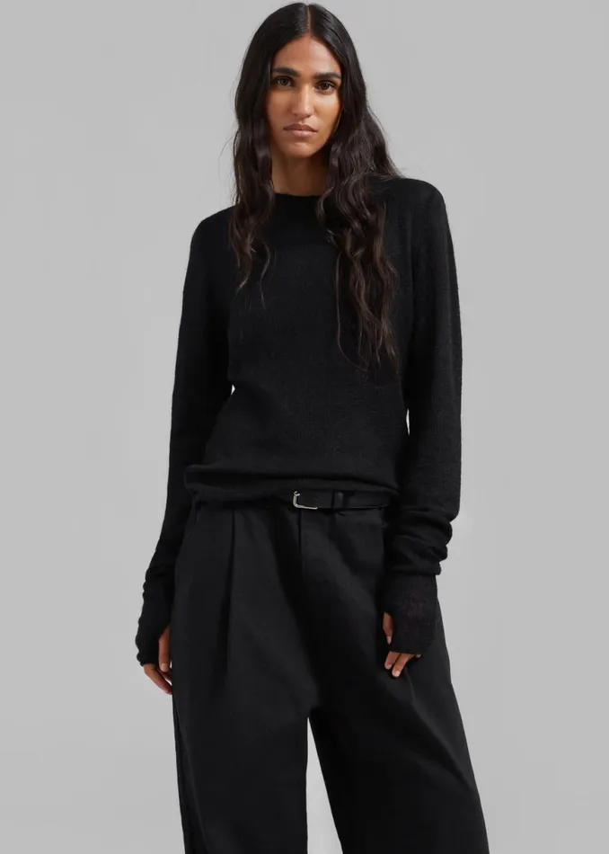 The Frankie Shop Low Classic Sleek Mohair Knit Top 8211 Black Shop Clothing