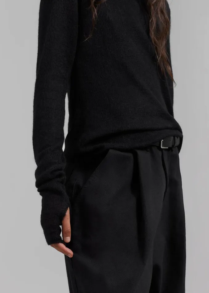 The Frankie Shop Low Classic Sleek Mohair Knit Top 8211 Black Shop Clothing