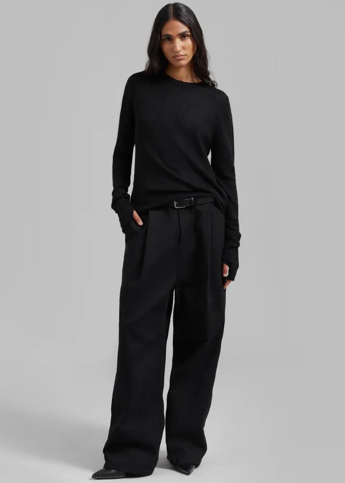 The Frankie Shop Low Classic Sleek Mohair Knit Top 8211 Black Shop Clothing