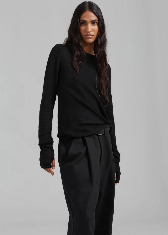 The Frankie Shop Low Classic Sleek Mohair Knit Top 8211 Black Shop Clothing