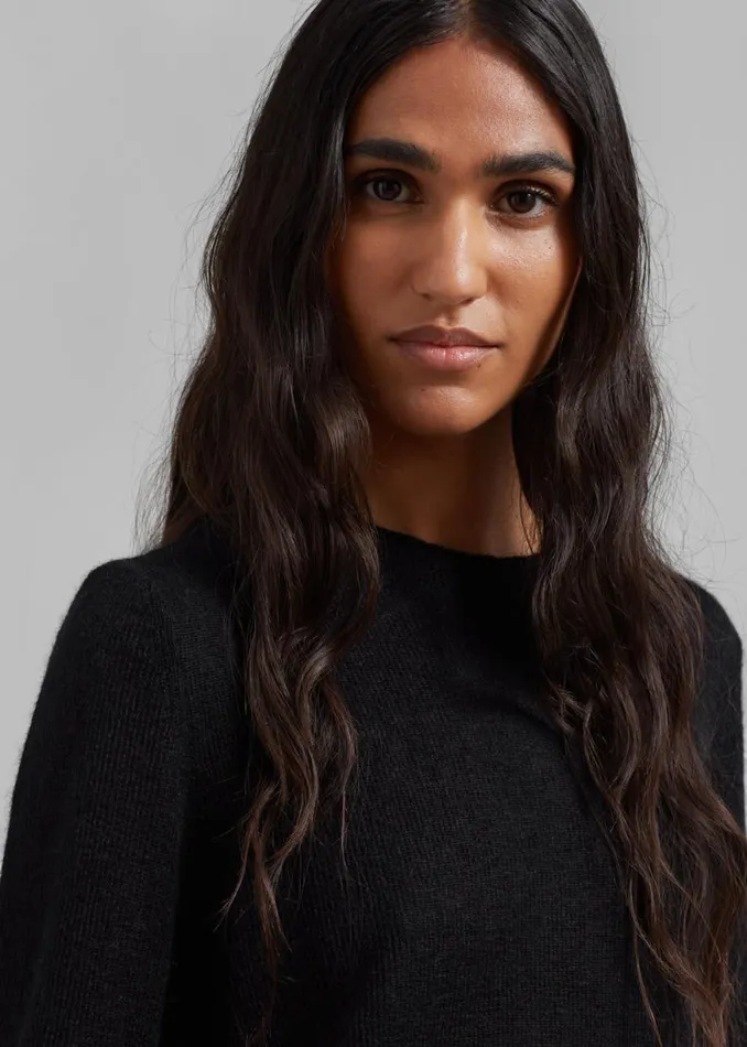 The Frankie Shop Low Classic Sleek Mohair Knit Top 8211 Black Shop Clothing