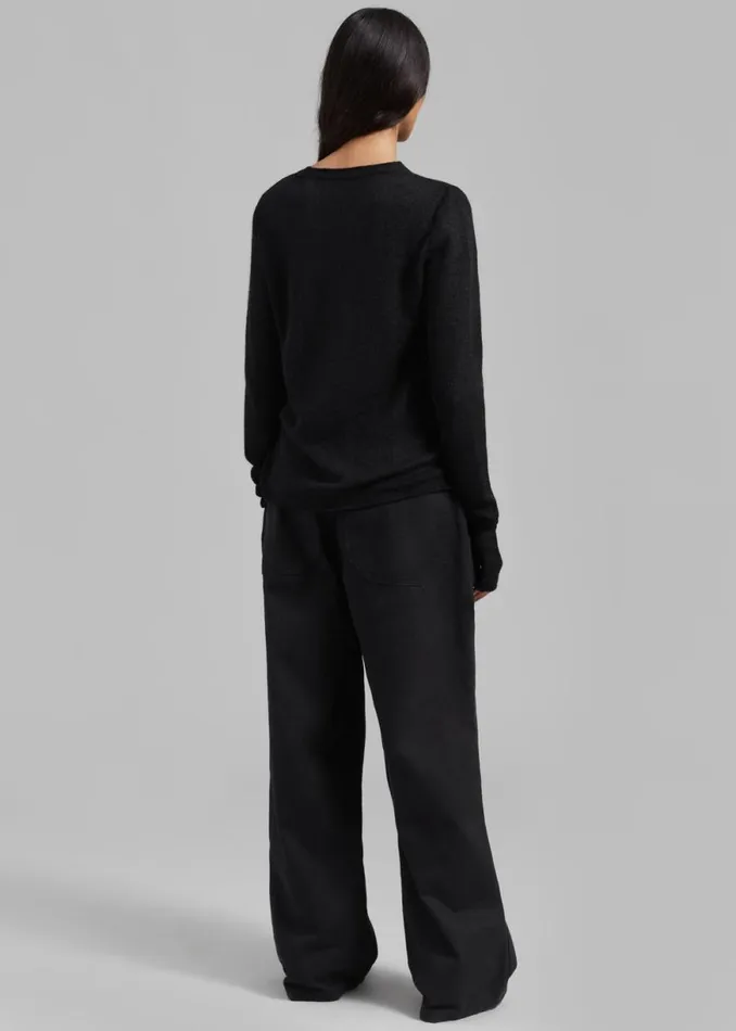 The Frankie Shop Low Classic Sleek Mohair Knit Top 8211 Black Shop Clothing