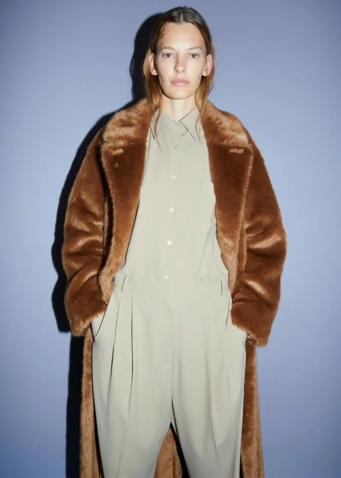 The Frankie Shop Lui Fluid Pinstripe Shirt 8211 Camel Shop Tops