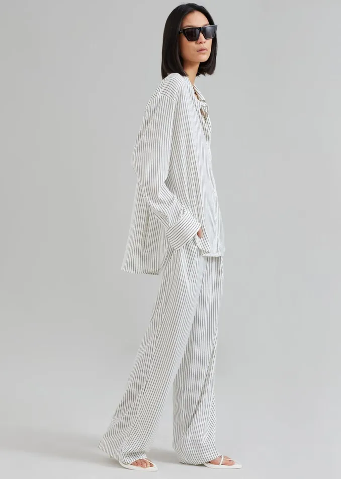 The Frankie Shop Lui Satin Shirt 8211 White Pinstripe Shop Tops