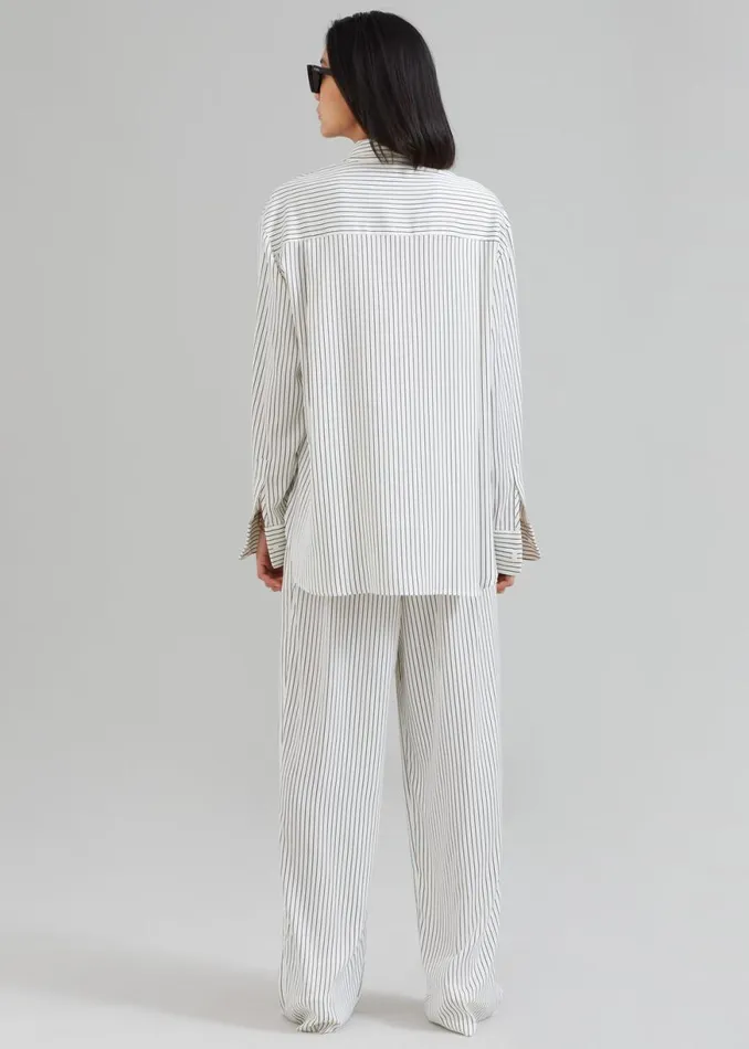 The Frankie Shop Lui Satin Shirt 8211 White Pinstripe Shop Tops