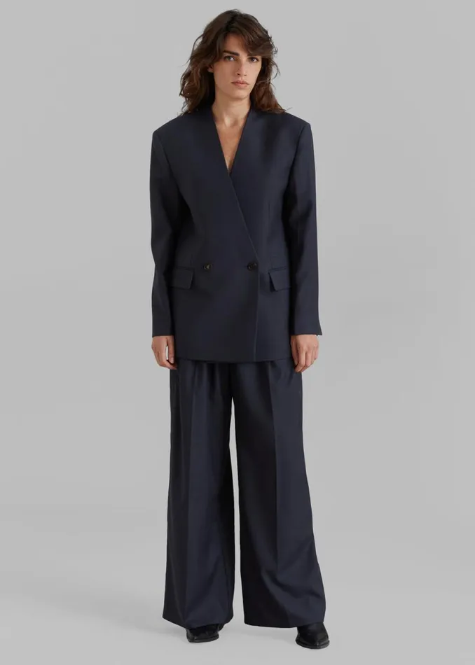 The Frankie Shop Lyxe Collarless Blazer 8211 Charcoal Shop Suits