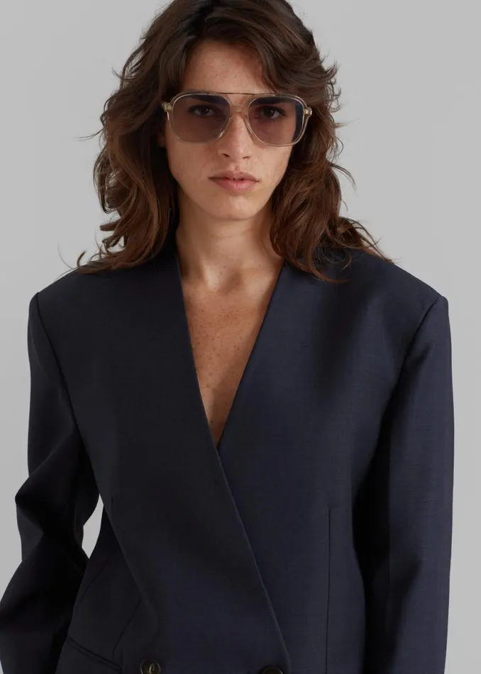 The Frankie Shop Lyxe Collarless Blazer 8211 Charcoal Shop Suits