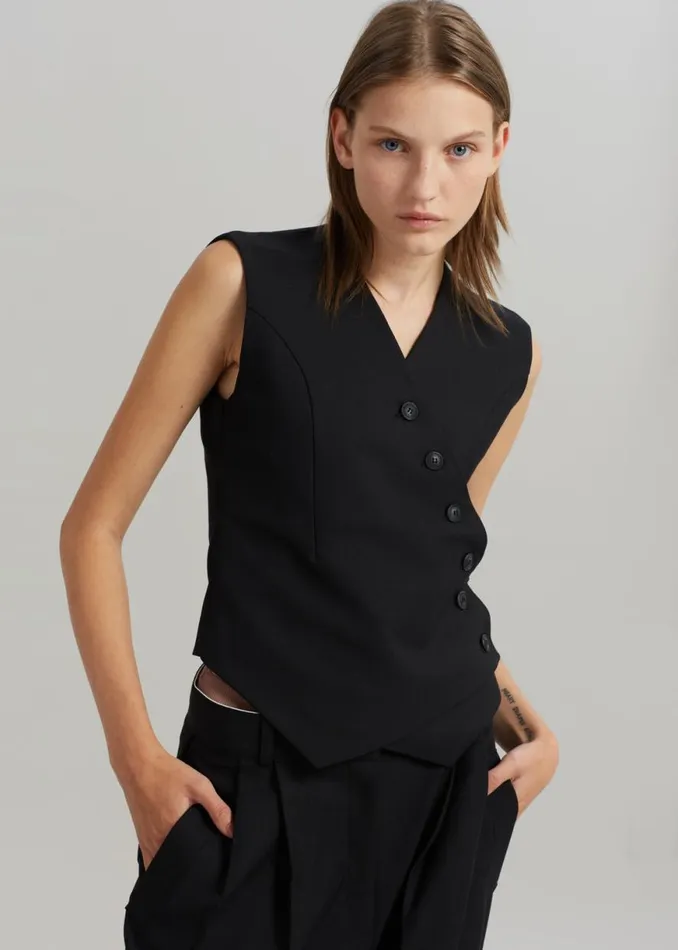 The Frankie Shop Maesa Cross Vest 8211 Black Shop Outerwear