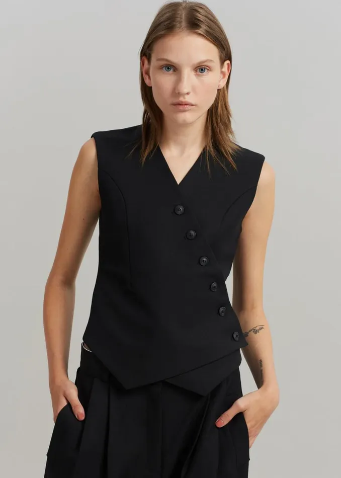 The Frankie Shop Maesa Cross Vest 8211 Black Shop Outerwear